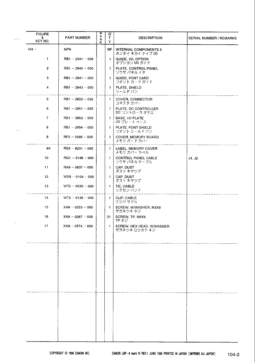 Canon imageCLASS LBP-8IV Parts Catalog Manual-5